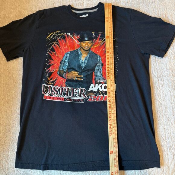 2011 Usher & Akon OMG Double Sided Concert Tour Tee XL Black - Picture 5 of 6